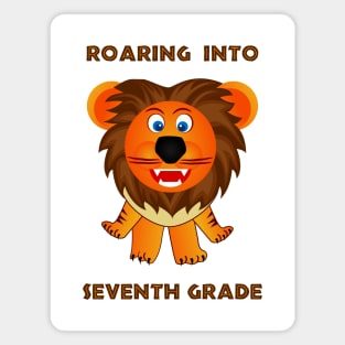 Roaring Into Seventh Grade (Cartoon Lion) Magnet